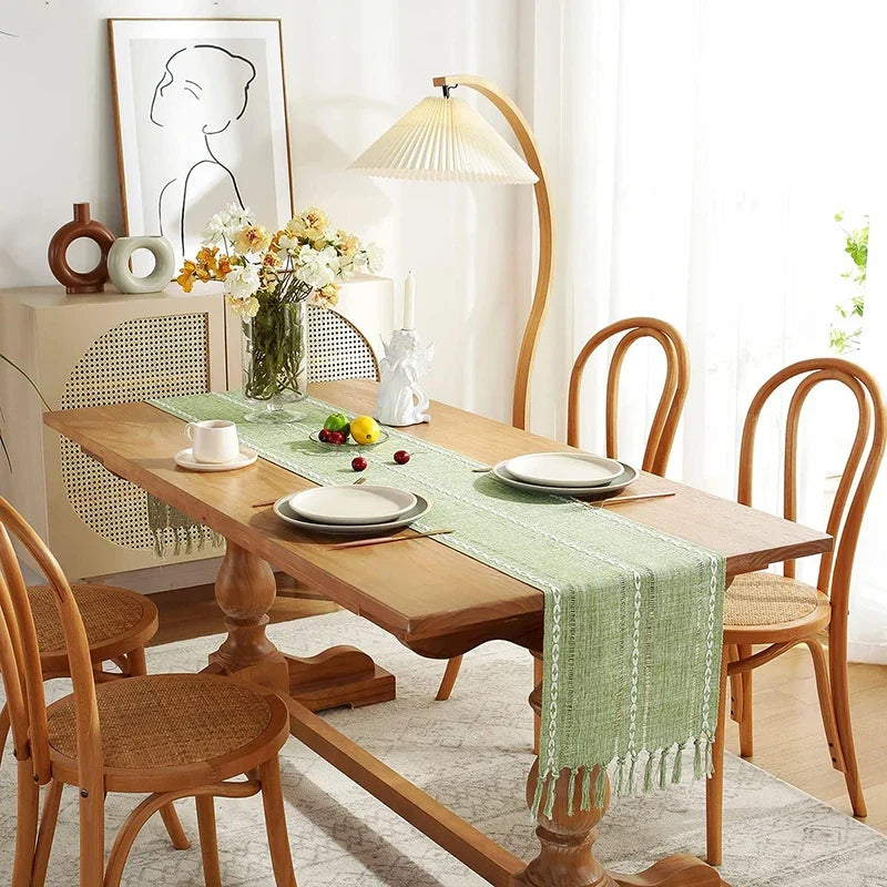 Bohemian Braided Table Runner with Artisanal Fringe Finish - view 5
