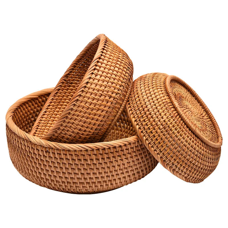 Round Rattan Woven Fruit Basket for Kitchen - view 4