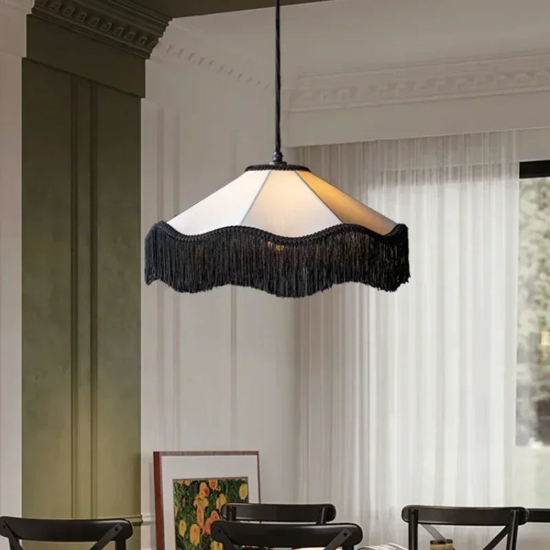 Retro fabric pendant light with pump for interior decoration