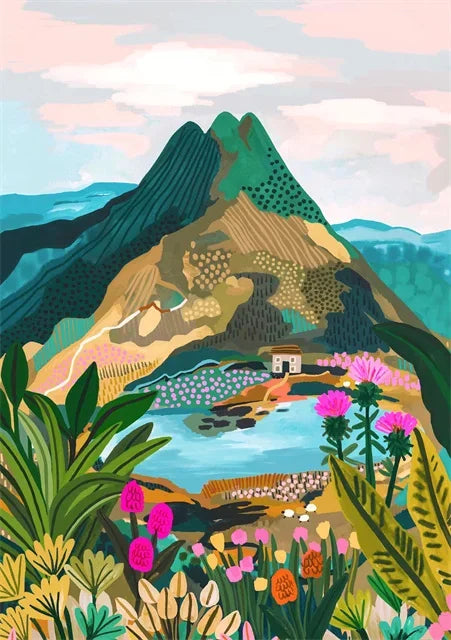 Abstract mountain landscape posters for artistic decoration - Bourgogne / 50x70cm Unframed
