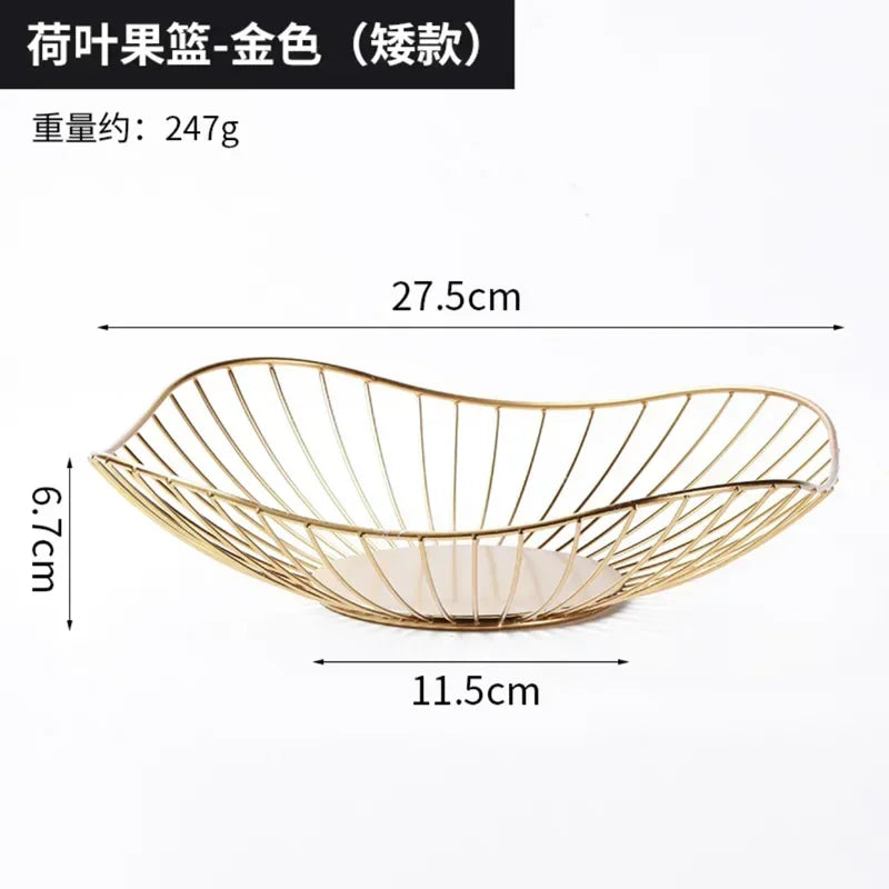 Modern iron fruit basket for storage and presentation - B Gold