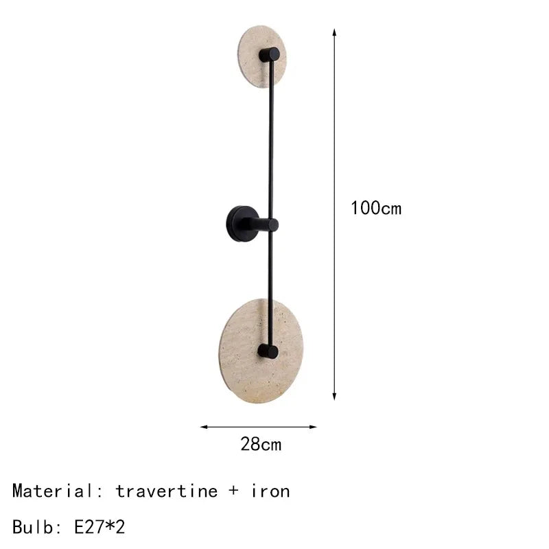 Japanese wall sconce in yellow to led travertine for hotel and decoration - 100 cm / Warm White (2700-3500K)