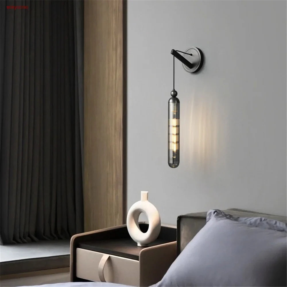 Modern led wall sconce in copper and decorative glass