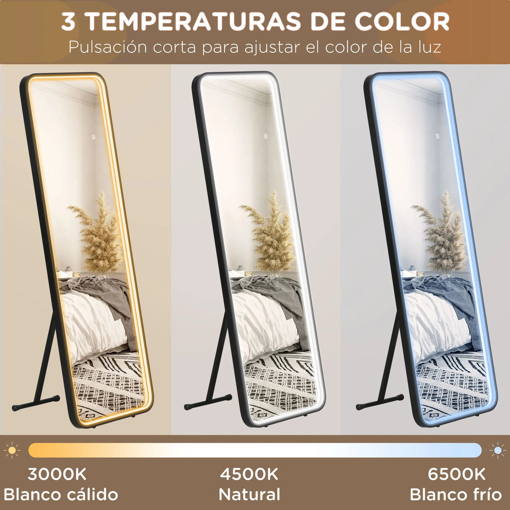 HOMCOM full body mirror with LED lights 151,5x50 cm memory function - view 5