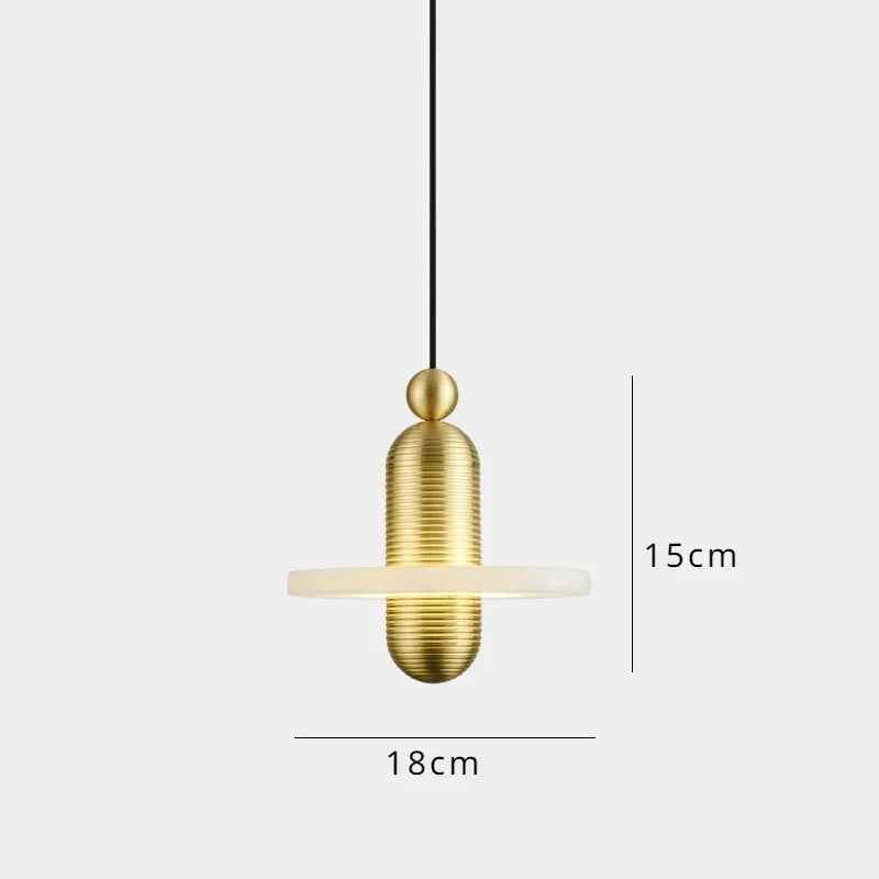LED design marble pendant light for elegant interior - Gold 18cm