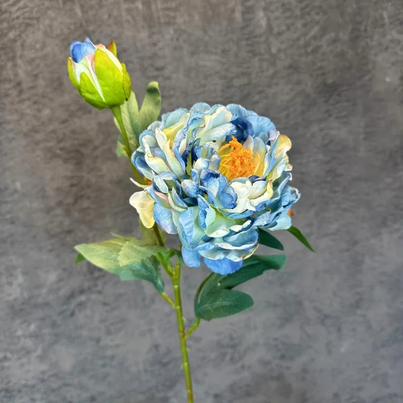 Retro peony silk flowers for wedding decoration party accessories - Blue