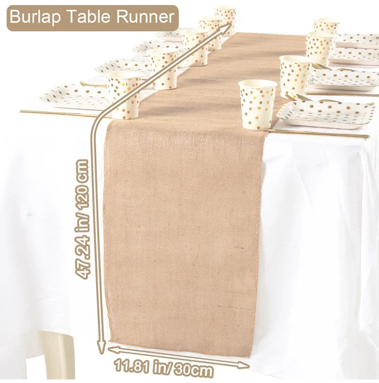 Rustic field-style linen table runner - 120cm