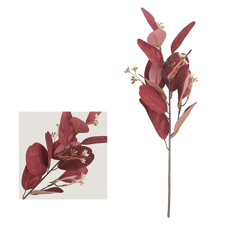 Branch of eucalyptus artificial decoration garden balcony simulated plant - Red