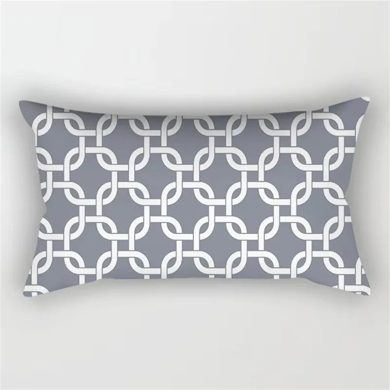 Decorative throw pillow cover geometric grey modern patchwork