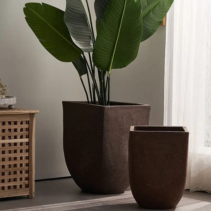 Square clay flower pot for outdoor garden with breathable plants - view 4