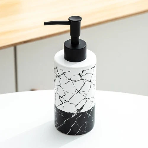 Ceramic soap dispenser with golden pump for bathroom - Je