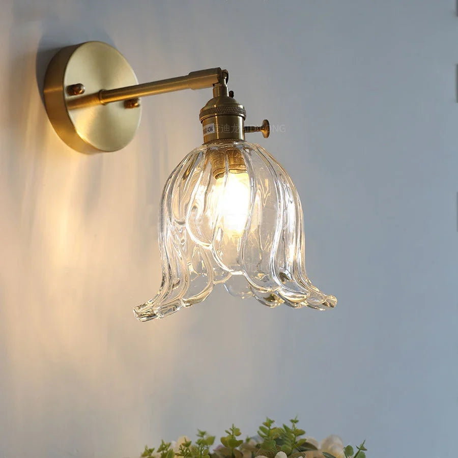 Modern wall sconce in glass and vintage brass adjustable - view 2