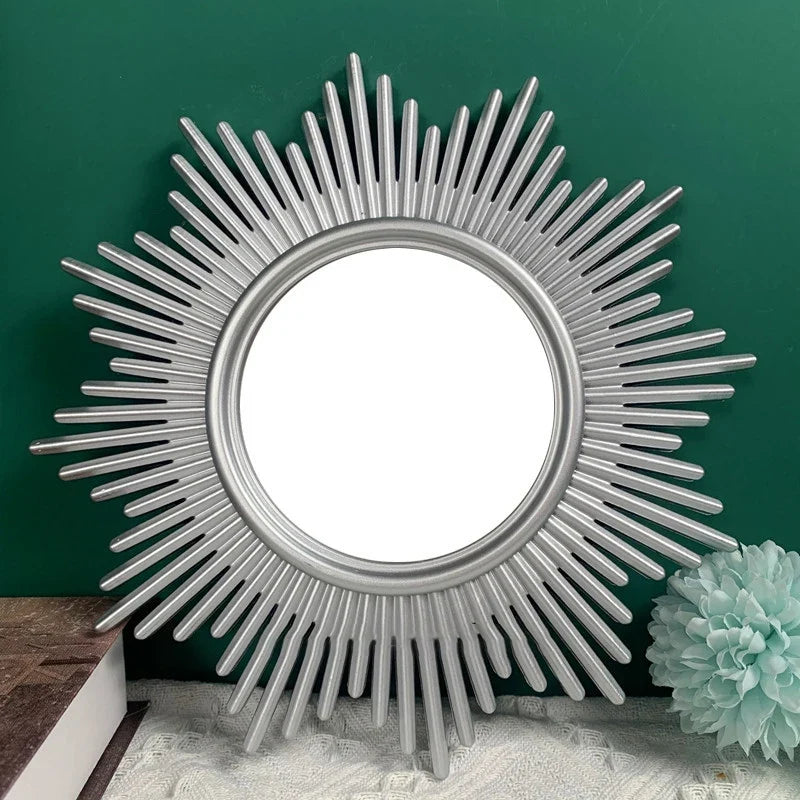 Decorative mirror round hanging bohemian style vintage Nordic - view 2