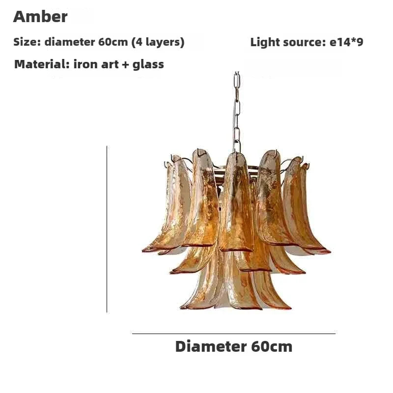 Modern Luxury Hardware Glass Chandelier Suitable for Villa Living Room Art Exhibition Hall, Hotel Bedroom Decoration Lighting - amber-60cm / Warm White