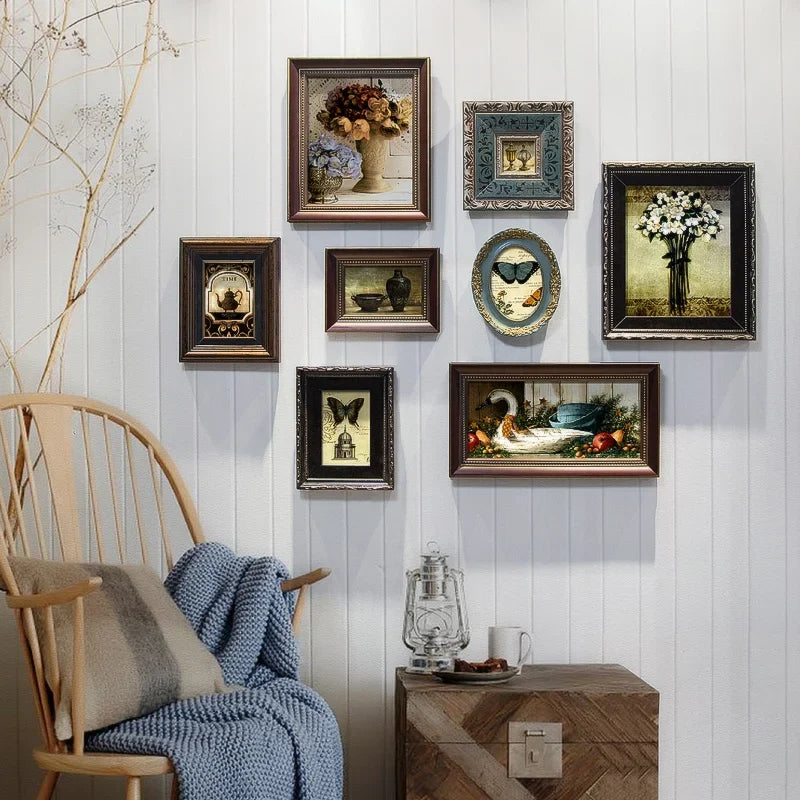 Retro wooden photo frame for interior decoration - F