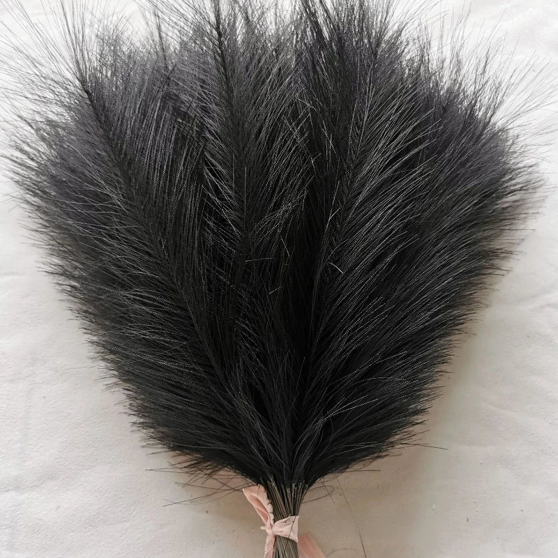 10 bouquets artificial pampa grass for interior decoration - Black / 30 Pieces