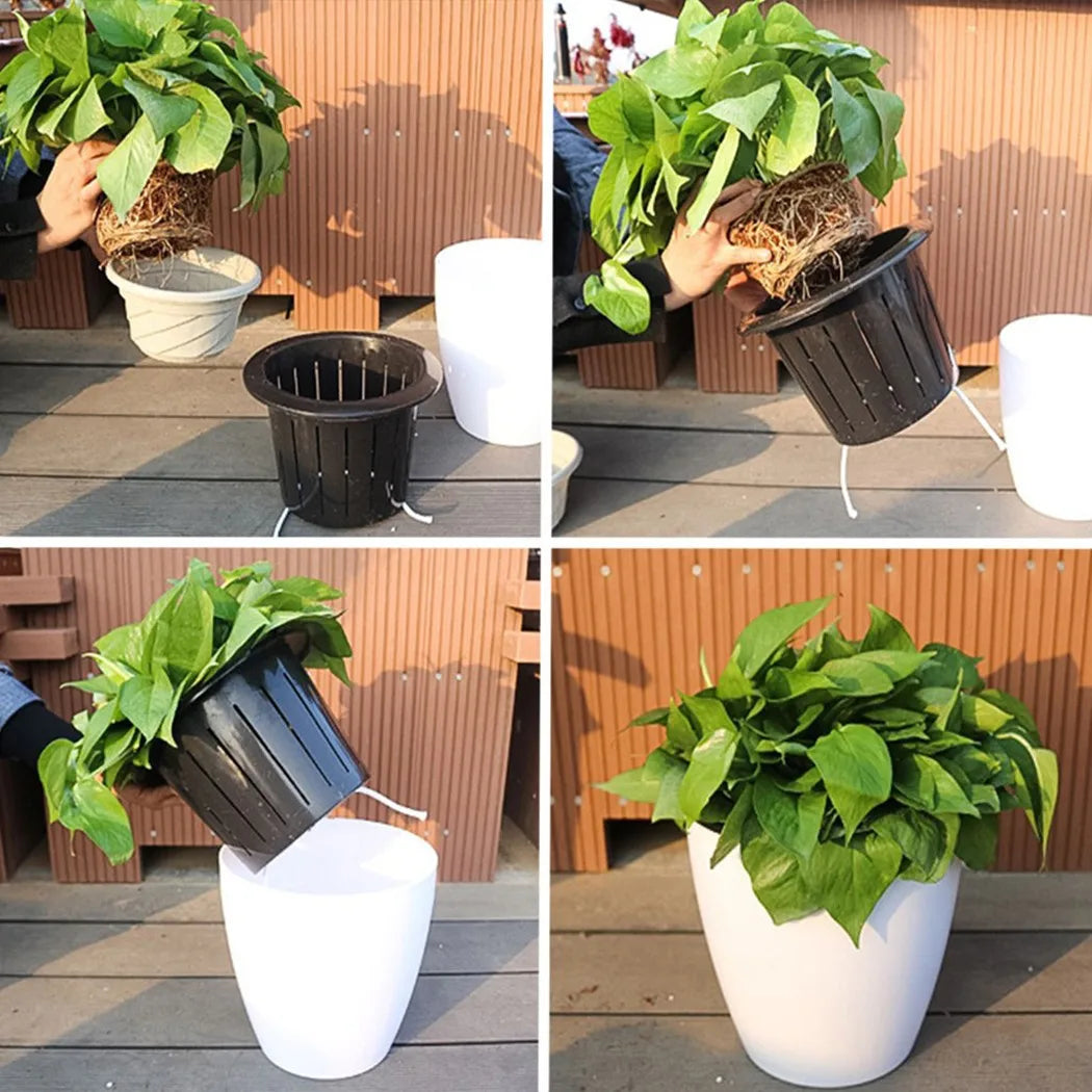 Automatic flower pot in plastic porcelain effect - view 5