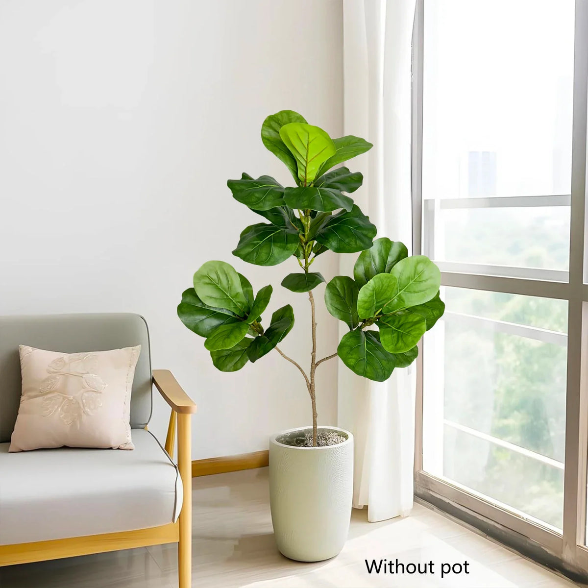 Artificial branches of ficus large leaves for interior and exterior decoration - view 2