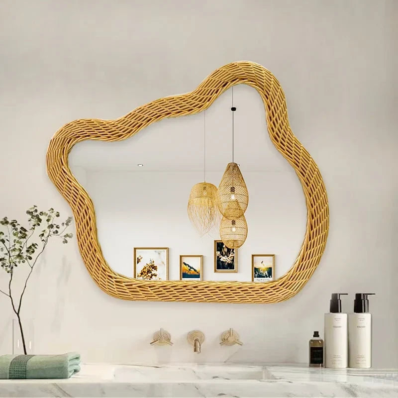 Rattan mirror bear luxurious design to hang on wall - view 5