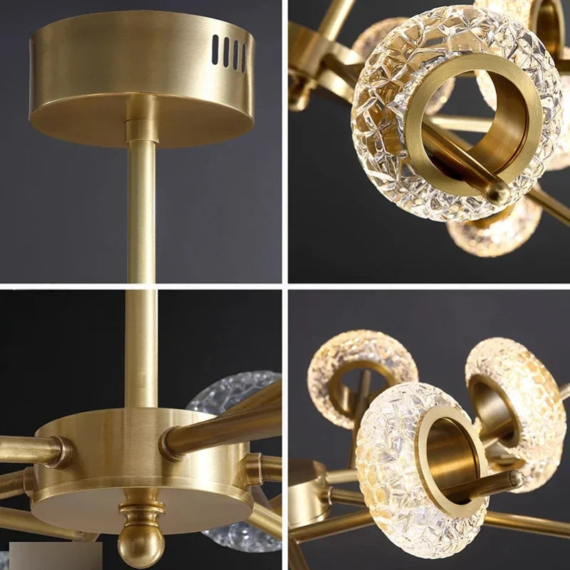 Nordic chandelier in cracked glass modern minimalist style with leds - view 5