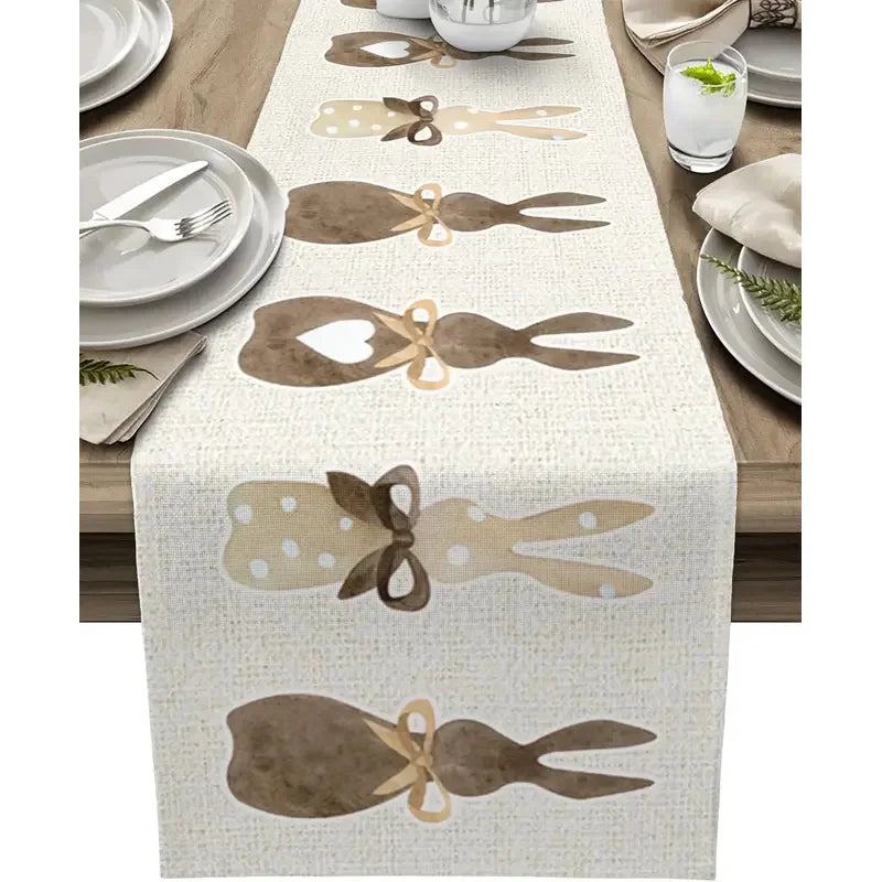 Linen table runner patterns rabbit heart Easter