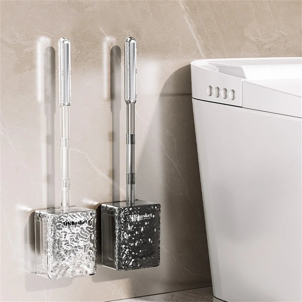 Glacier pattern toilet brush with long handle and wall fastening