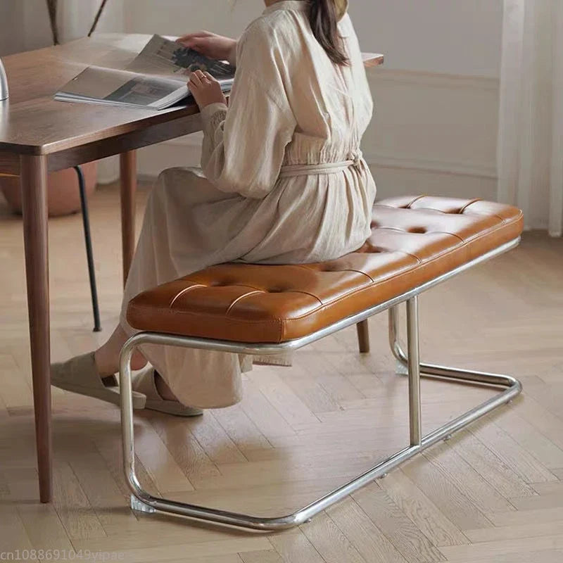 Nordic Stainless Steel Bench Cloakroom Vintage Bed End Stool Iron Wrought Door Shoe Change, Dining Room Benchs - view 3