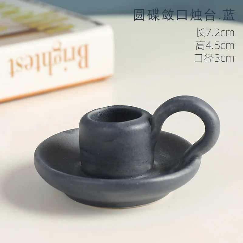 Nordic ceramic candle holder for elegant interior decoration - Closed Mouth - Blue