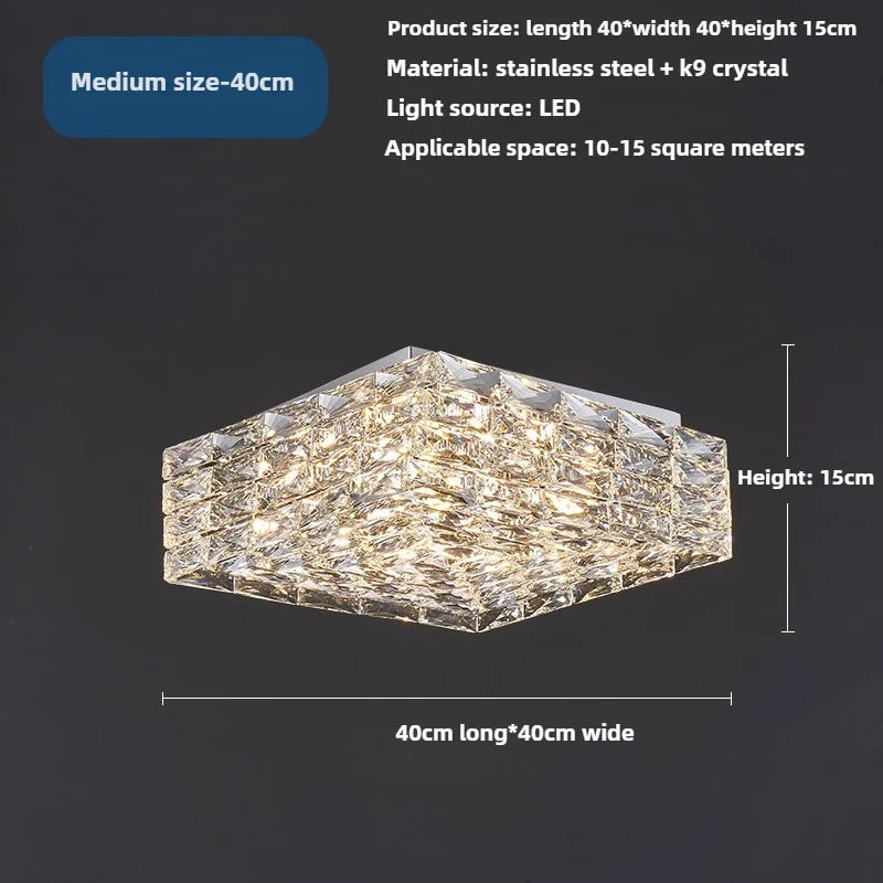 Stainless steel ceiling and modern creative design crystal square - D 40cm / 3 modifiables