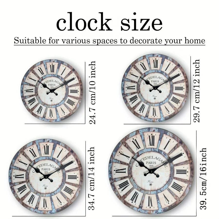 A Country Retro Style Wooden Round Wall Clock, Wooden Texture Design Wall Clock, Silent and Non-Drip, Battery Powered Decorative Clock for Home Kitchen, Living Room, Office, Bathroom, Bedroom 11.2inch Inches 15.6inch Inches ( - view 3