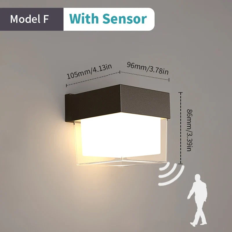 Outdoor led wall sconce with automatic motion sensor - ModelF with Sensor / Cold white / AC85-265V