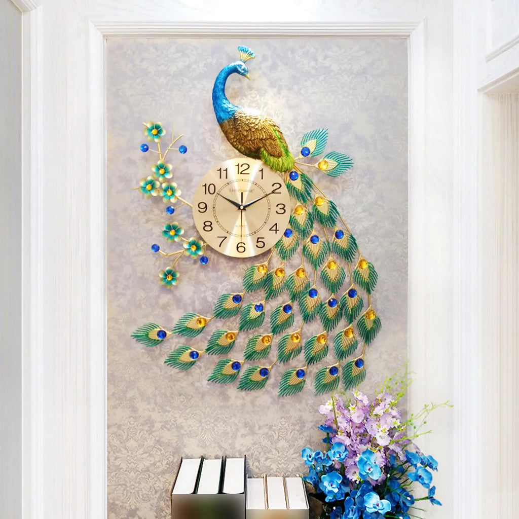 Modern wall clock in peacock shape for interior decoration - view 2
