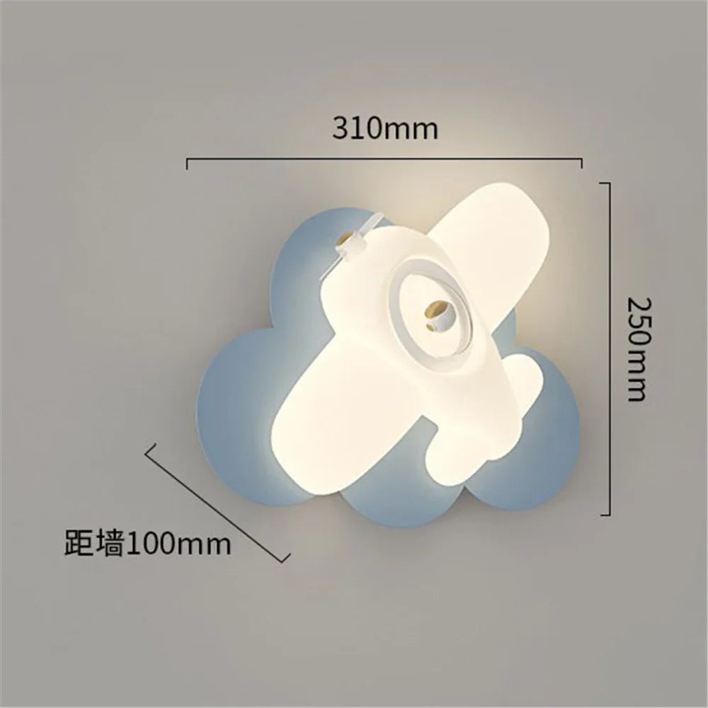 Led wall sconce in the shape of an airplane or a children's star - B