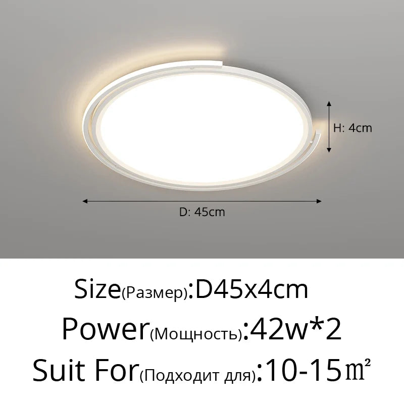 Modern led ceiling lamp for interior decorative lighting - B-White-45x4cm / 3 Colors No Remote