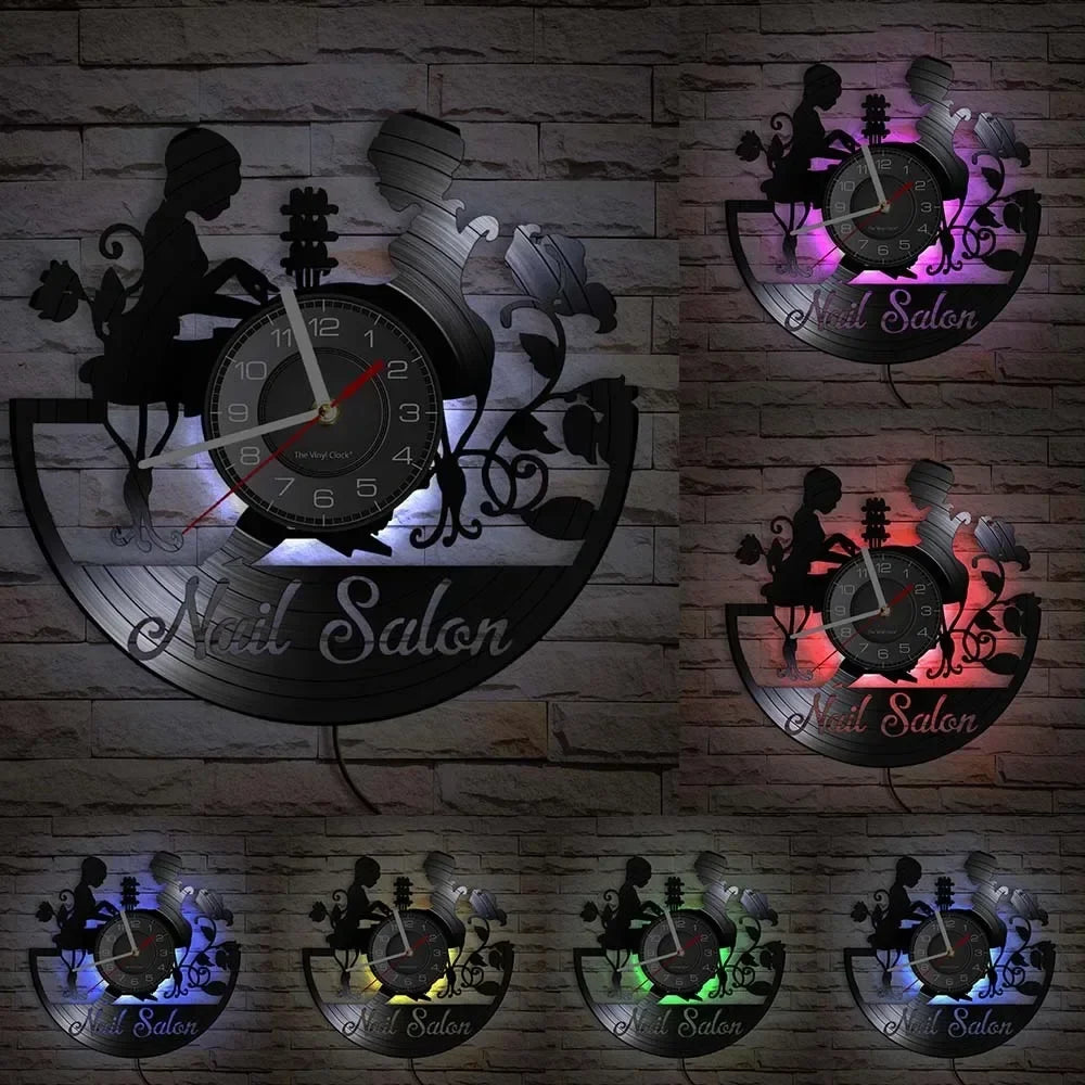 Vinyl wall clock for manicure and beauty salon - With LED18