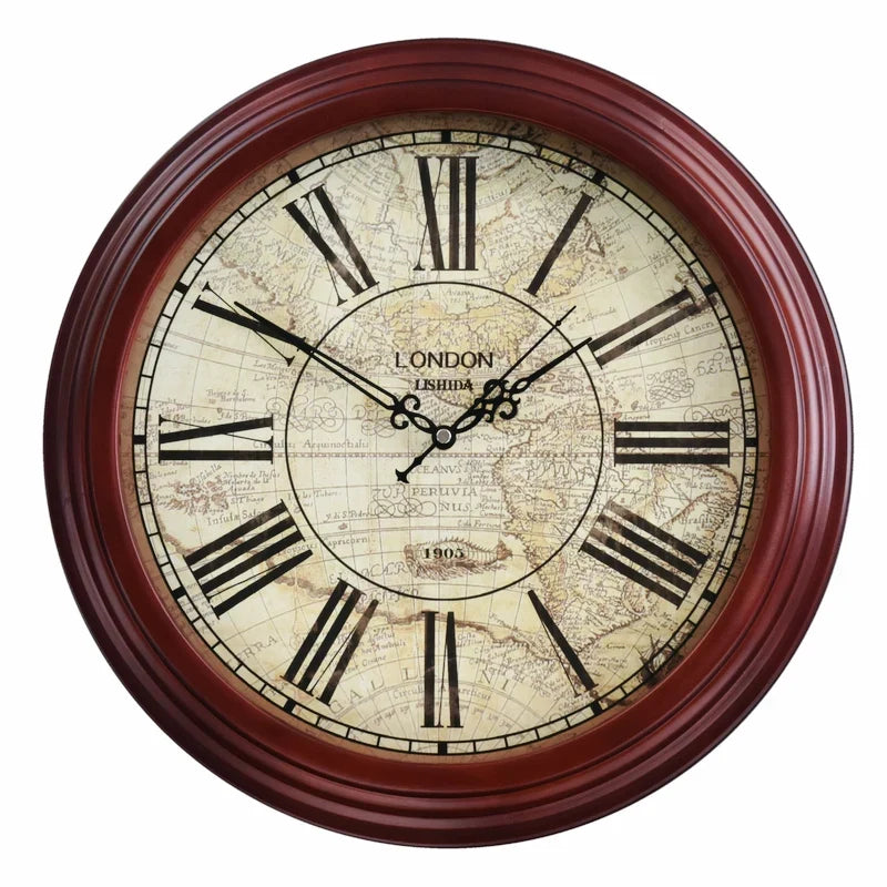 Silent wall clock customizable in retro modern wood - --Sequoia -54