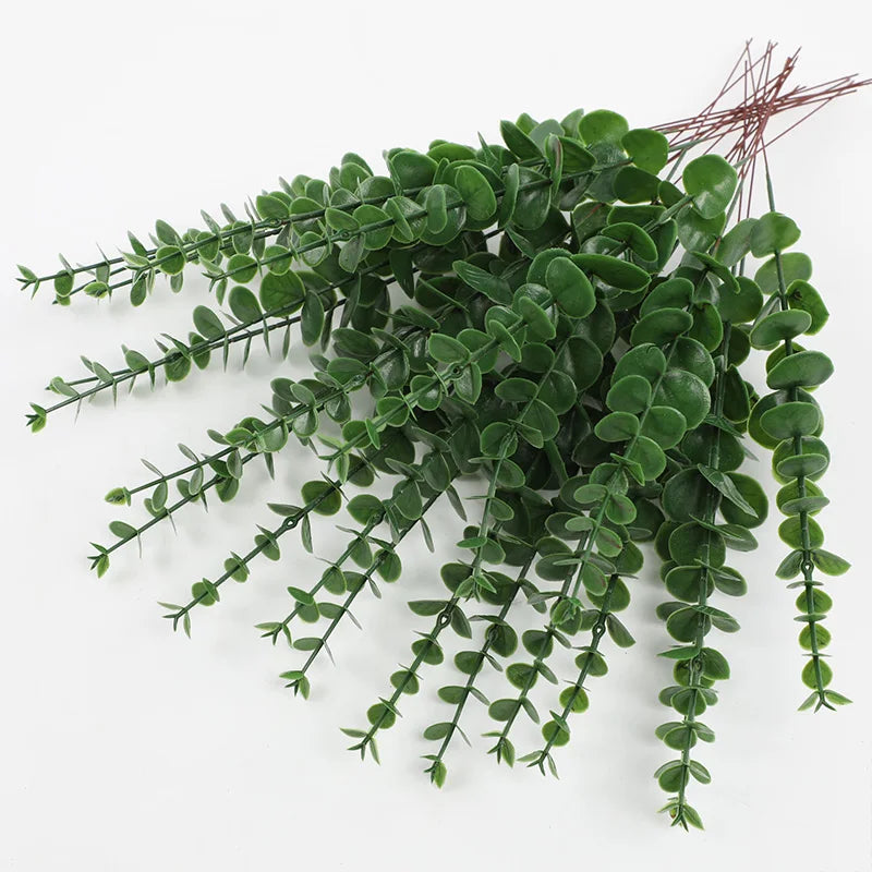 Set of 20 artificial eucalyptus stems for festive decorations - Dark Green / 20 Pieces