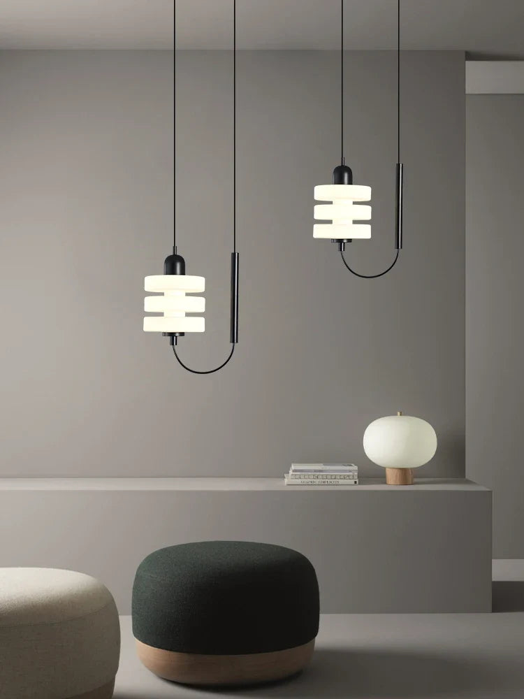 Chandelier in black and white glass elegant modern design - view 2