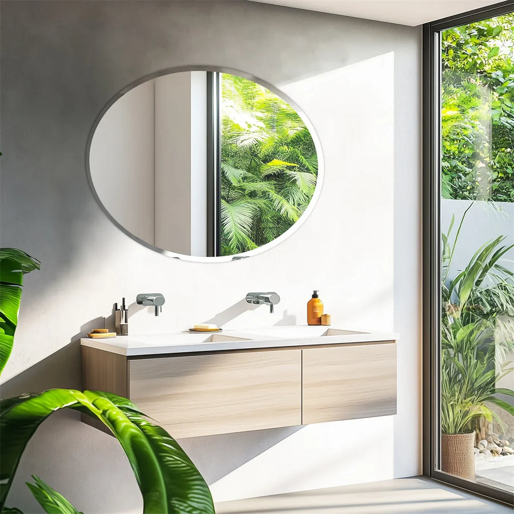 Oval decorative mirror without frame for elegant interior - view 5