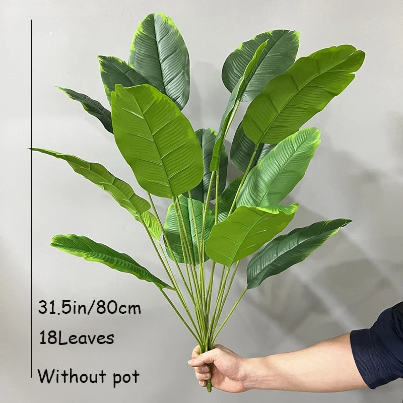 Tropical artificial plant for interior and exterior decoration - 31 po 18 feuilles GN / No Pot