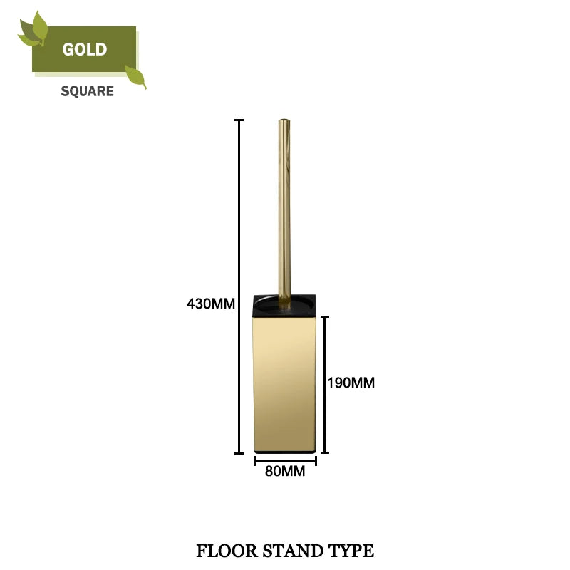 Durable and elegant bathroom brush holder set for bathroom - Half-Gold Square