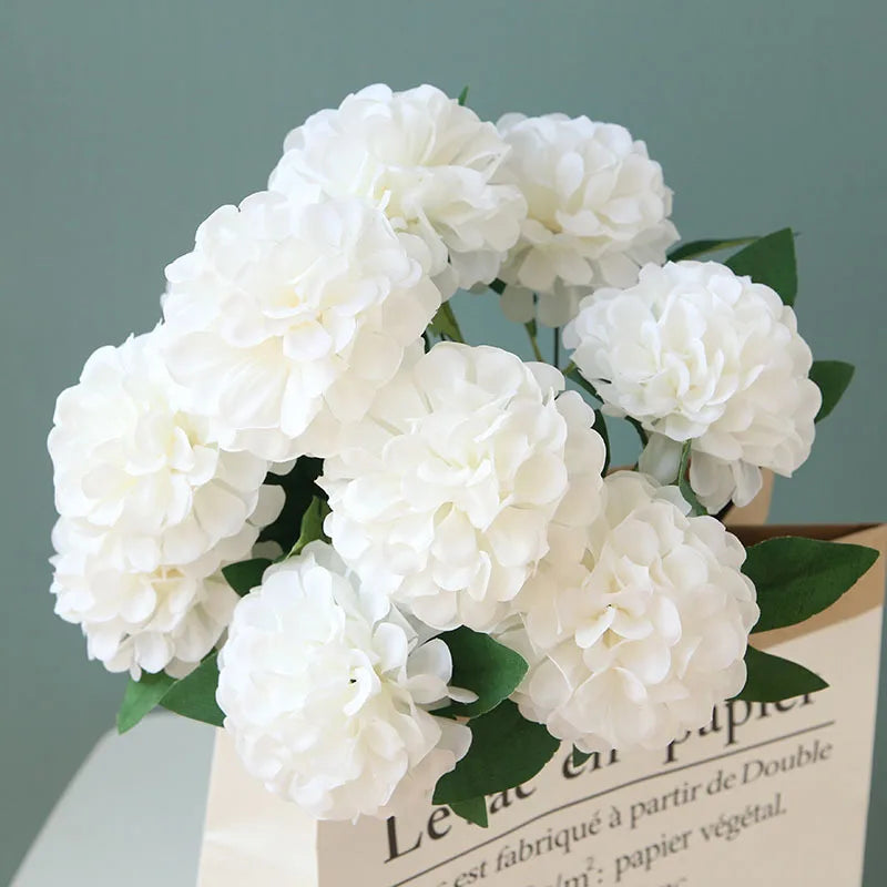 10 artificial dandelion bouquets for interior decoration and events - White