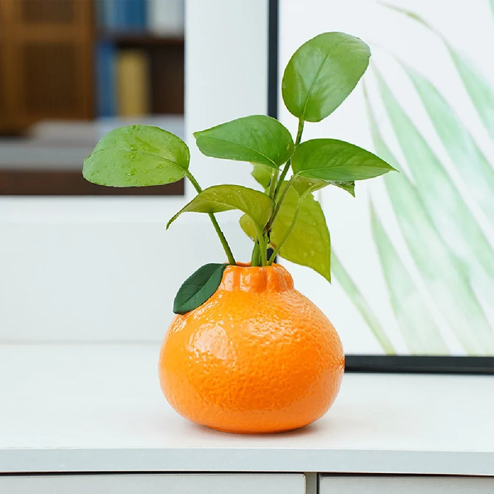 Ceramic Vase, Orange Vase for Home decor,Decorative Vase Fruit Shape Vase Tabletop Decorative Vase Table Centerpieces Decoratio