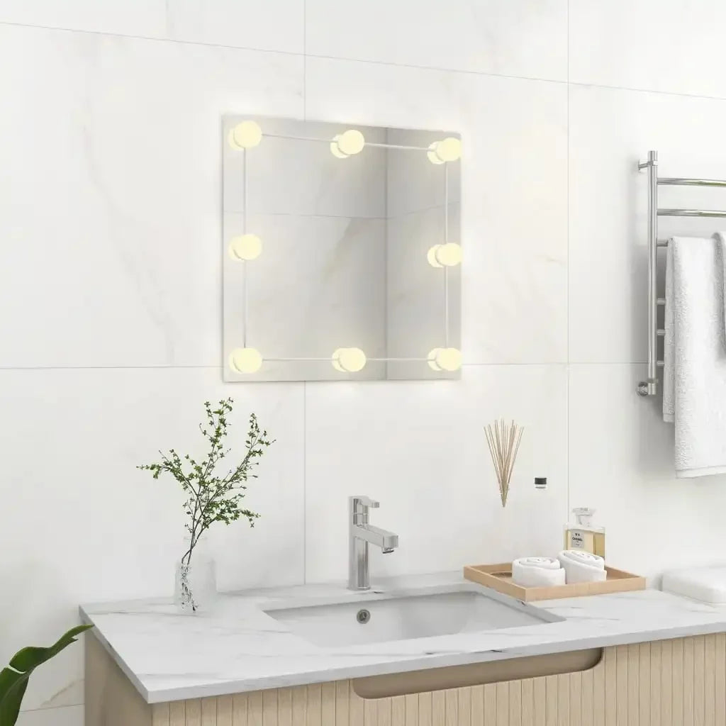 Wall mirror with decorative led glass square lighting - view 6