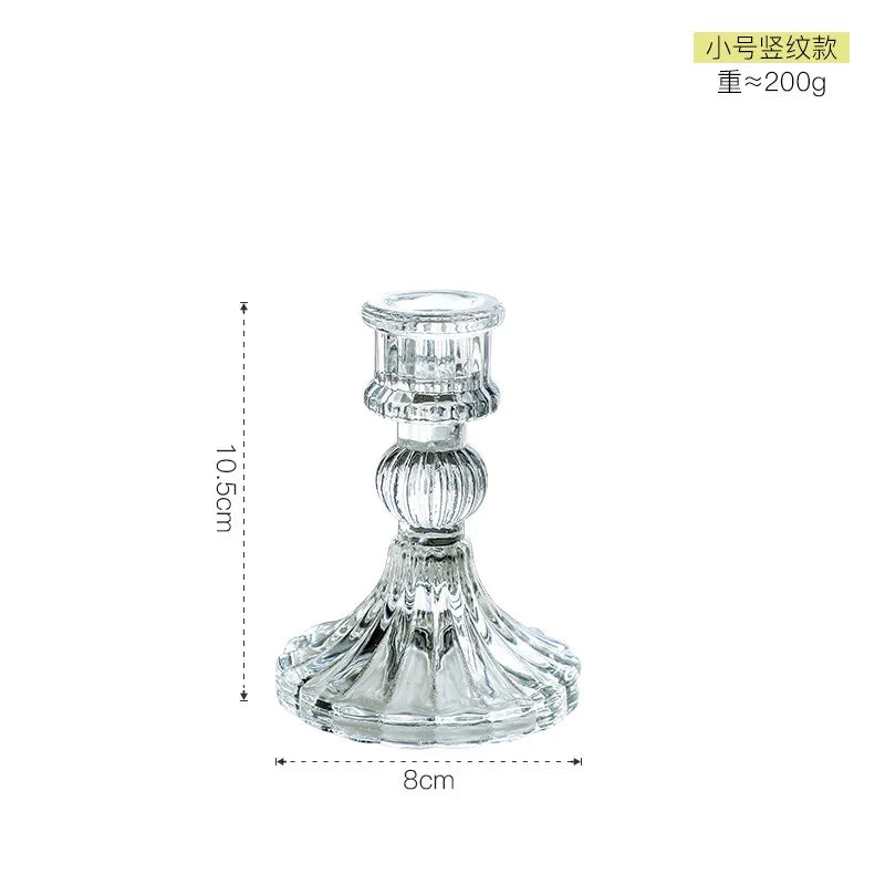 Vintage Clear Crystal Glass Candle Holder, Valentine's Day, Romantic Candlelight Dinner, Shooting Props, Home Wedding decor, Hot - B