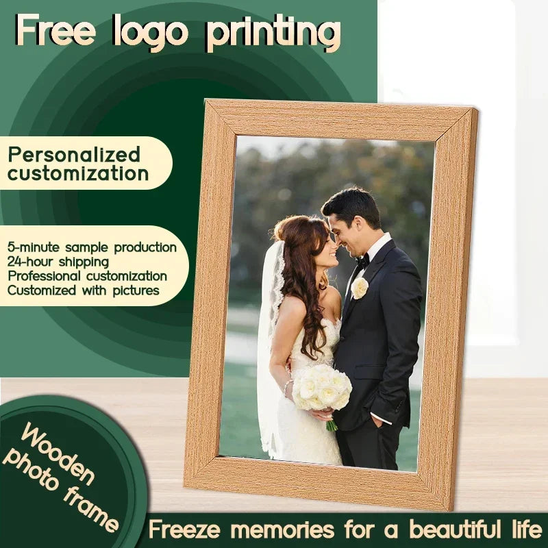 Free customized photo printing and frame, high-end solid wood frame production, customized gift for friends, family photo group - view 2