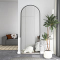 CASSILANDO Arched Full Length Mirror 64" x 21", Floor Standing Mirror, Unique Vertical Mirror, Gold Metal Frame Mirror - Black