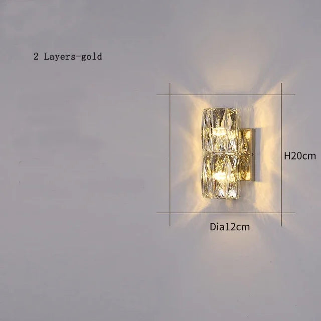 Modern wall sconce crystal for elegant interior decoration - Gold 2 Layers / Warm Light