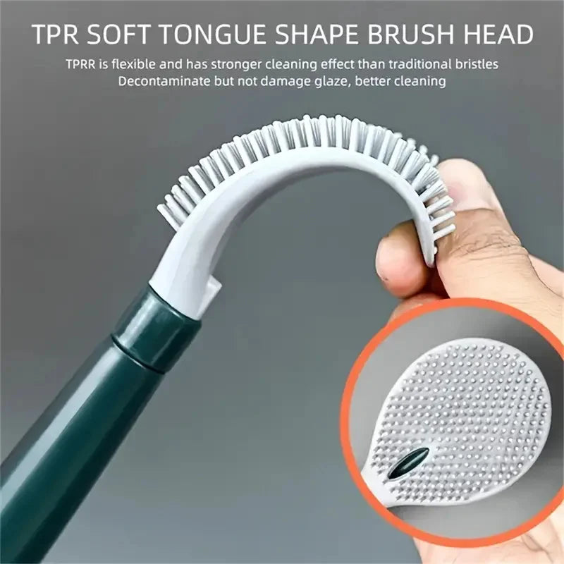 Toilet brush set with wall support and long handle - view 4