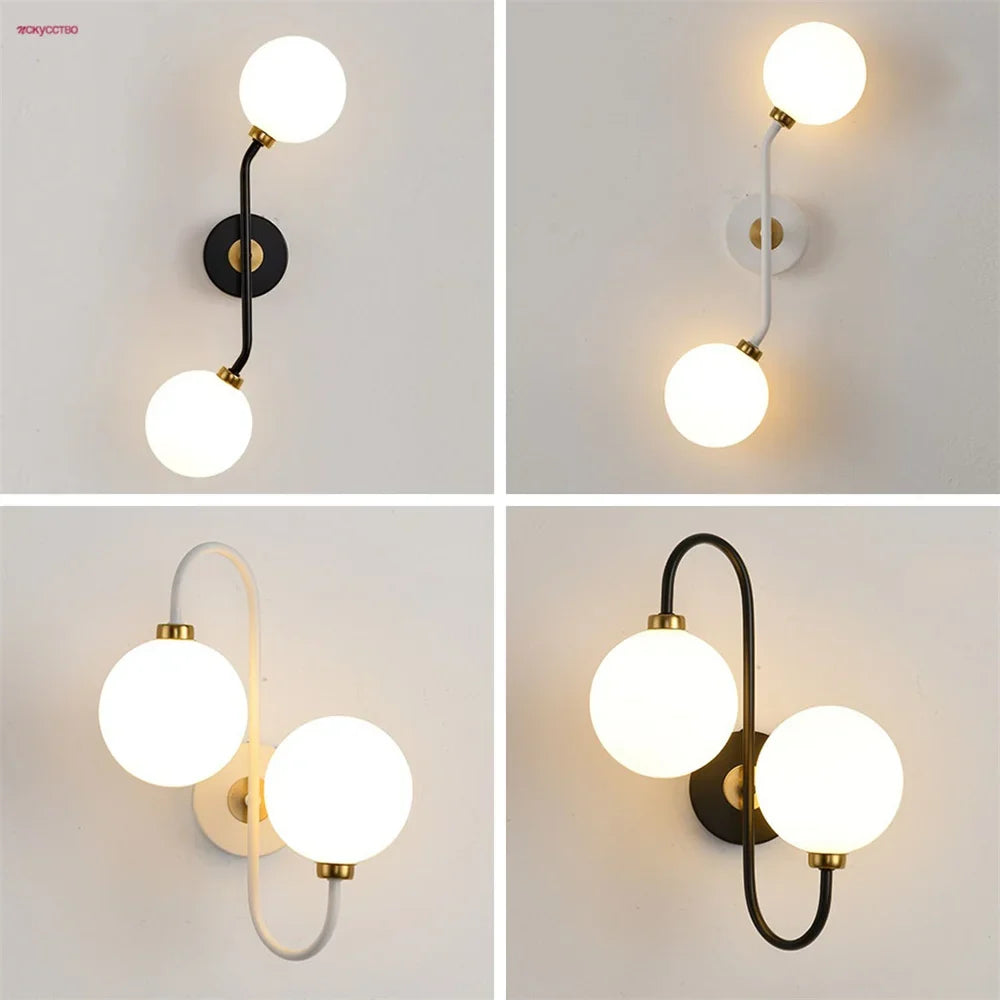 Wall sconce in metal and glass modern Nordic style